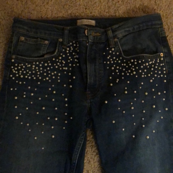Zara Denim Women’s Pearl-Adorned Jeans - Picture 2 of 6